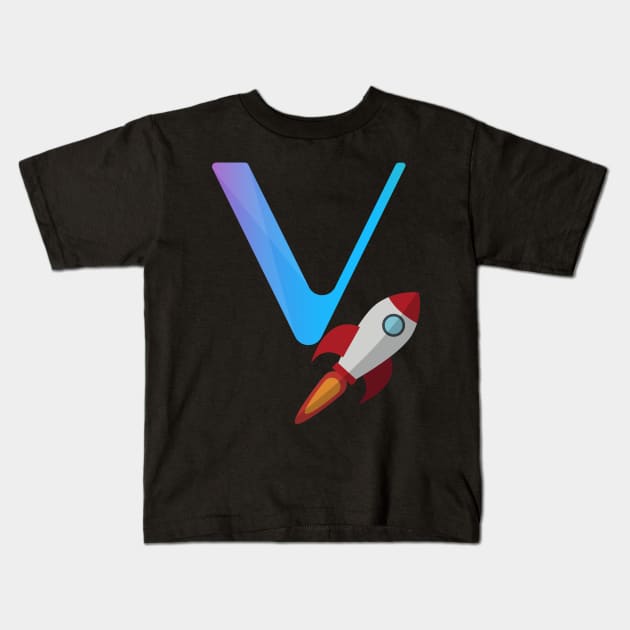 Vechain crypto to the moon Kids T-Shirt by Fabled Rags 